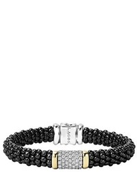 Lagos Black Caviar Diamond Pave Rope Bracelet