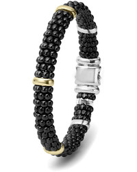 Lagos Black Caviar Rope Bracelet With Gold 9mm