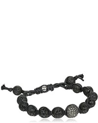 Tai Black Lava Beads With Pave Swarovski Clear Crystal Ball Bracelet