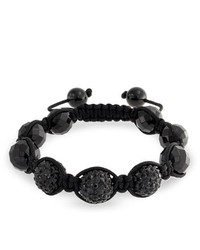 Bling Jewelry Faceted Onyx Black Crystal Beaded Shamballa Inspired Bracelet