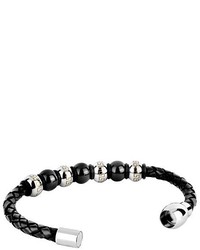 Crucible Crucible Stainless Steel And Leather Bead Maze Bracelet Black