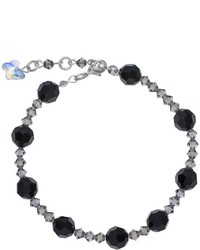 Crystal Avenue Silver Plated Crystal Bead Stretch Bracelet Made With Swarovski Crystals