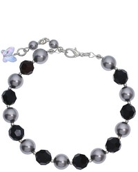 Crystal Avenue Silver Plated Simulated Pearl Crystal Bracelet Made With Swarovski Crystals
