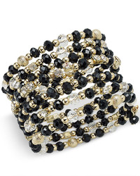INC International Concepts Gold Tone Black And Metal Bead Coil Bracelet Only At Macys