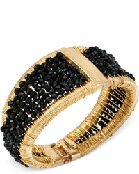 Kenneth Cole New York Gold Tone Woven Black Bead Bangle Bracelet