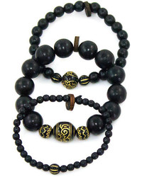 Goodwood The Arabian Nights 3 Pack Bracelets In Black And Gold