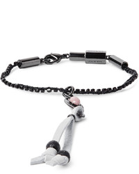 Lanvin Infinity Gunmetal Tone Leather And Beaded Bracelet