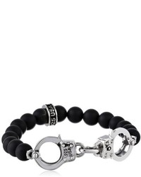 King Baby Studio King Baby Onyx Bead With Black And Silver Handcuffs Bracelet