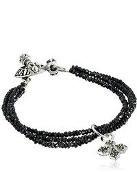 King Baby Studio King Baby Three Strand Black Spinel Bracelet With Pave Black Cubic Zirconia Mb Cross
