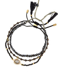 Tai Mixed Smoky Quartz Beaded Bracelets Set Of Three Black