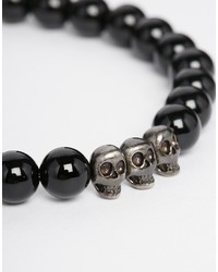 Simon Carter Onyx Beaded Bracelet With Antiqued Skulls To Asos