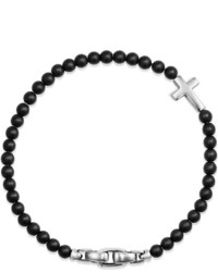 David Yurman Spiritual Beads Cross Bracelet With Black Onyx In Sterling Silver