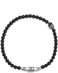 David Yurman Spiritual Beads Skull Bracelet With Black Onyx In Sterling Silver