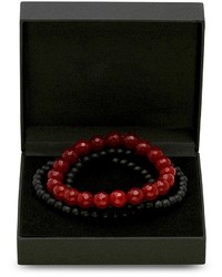 Steeltime Black Red Beaded Bracelet Box Set