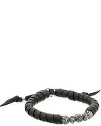 King Baby Studio Thin Natural Wrap Black Leather Bracelet With Stingray Beads Bracelet