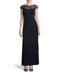 XSCAPE Beaded Neck Ruched Gown