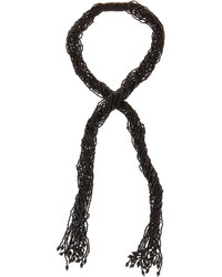 Kenneth Jay Lane Beaded Lariat Rope Necklace Black