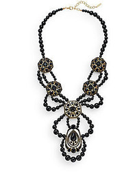 Saks Fifth Avenue Beaded Medallion Drop Statet Necklace