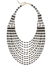 Thalia Sodi Gold Tone Black Bead Multi Row Statet Necklace