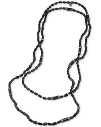 Carolee Hematite Tone Jet Squared Bead And Pave Long Necklace