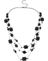 jcpenney Mixit Mixit Black Cube Bead 3 Row Illusion Necklace