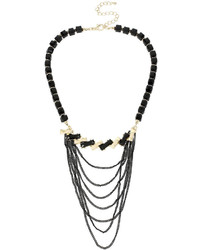 Mixit Mixit Jet Bead Mixed Metal Chain Statet Necklace
