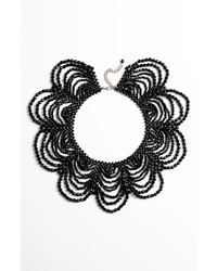 Natasha Couture Beaded Collar Necklace Black