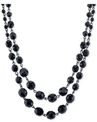 2028 Night Shade Black Bead Double Layer Necklace