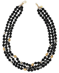 Chan Luu Onyx And 18k Yellow Gold Finished Sterling Silver Bead Necklace