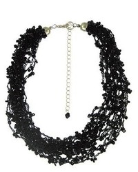 Sterling Silver Bead Multi Strand Necklace Black 18