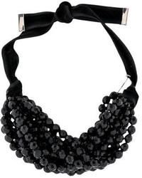 Saint Laurent Yves Black Bead Choker Necklace