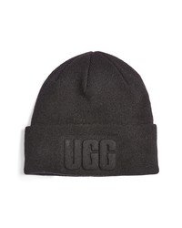 UGG 3d Logo Wool Blend Beanie In Black At Nordstrom