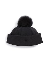 UGG Australia Water Resistant Quilted Hat With Genuine Shearling Pompom
