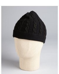 Hayden Black And Gold Cashmere Lurex Cable Knit Beanie