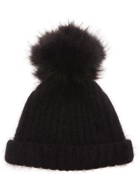 Bally Black Beanie Hat With Fur Pom Pom Color Black