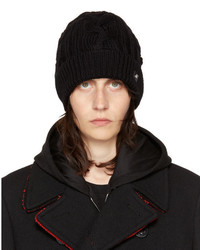 Versace Black Cable Knit Beanie