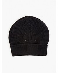 Maison Margiela Black Chunky Knit Beanie Hat