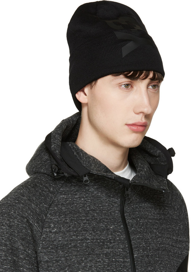 Y-3 Black Logo Beanie, $110, SSENSE