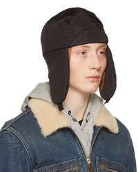 Zegna Black Quilted Aviator Hat