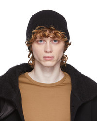 Sunspel Black Recycled Cashmere Ribbed Beanie