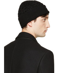 Dolce & Gabbana Black Wool Cable Knit Beanie