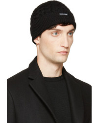 Dolce & Gabbana Black Wool Cable Knit Beanie