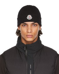 Moncler Black Wool Rib Beanie