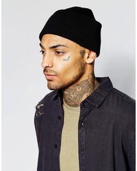 Asos Brand Beanie With Deep Turn Up In Black
