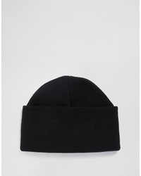 Asos Brand Beanie With Deep Turn Up In Black