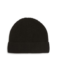 Andrew Stewart Cashmere Ribbed Beanie In 001blk At Nordstrom
