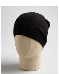 Wyatt Charcoal Ribbed Knit Gathered Cashmere Beanie