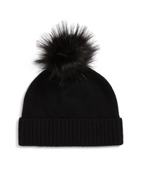 LITA by Ciara Cheetah Recycled Cashmere Pom Beanie In Black At Nordstrom