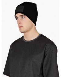 Cmmn Swdn Black Wool Blend Blake Logo Beanie Hat