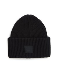 Acne Studios Face Patch Wool Beanie In Black At Nordstrom